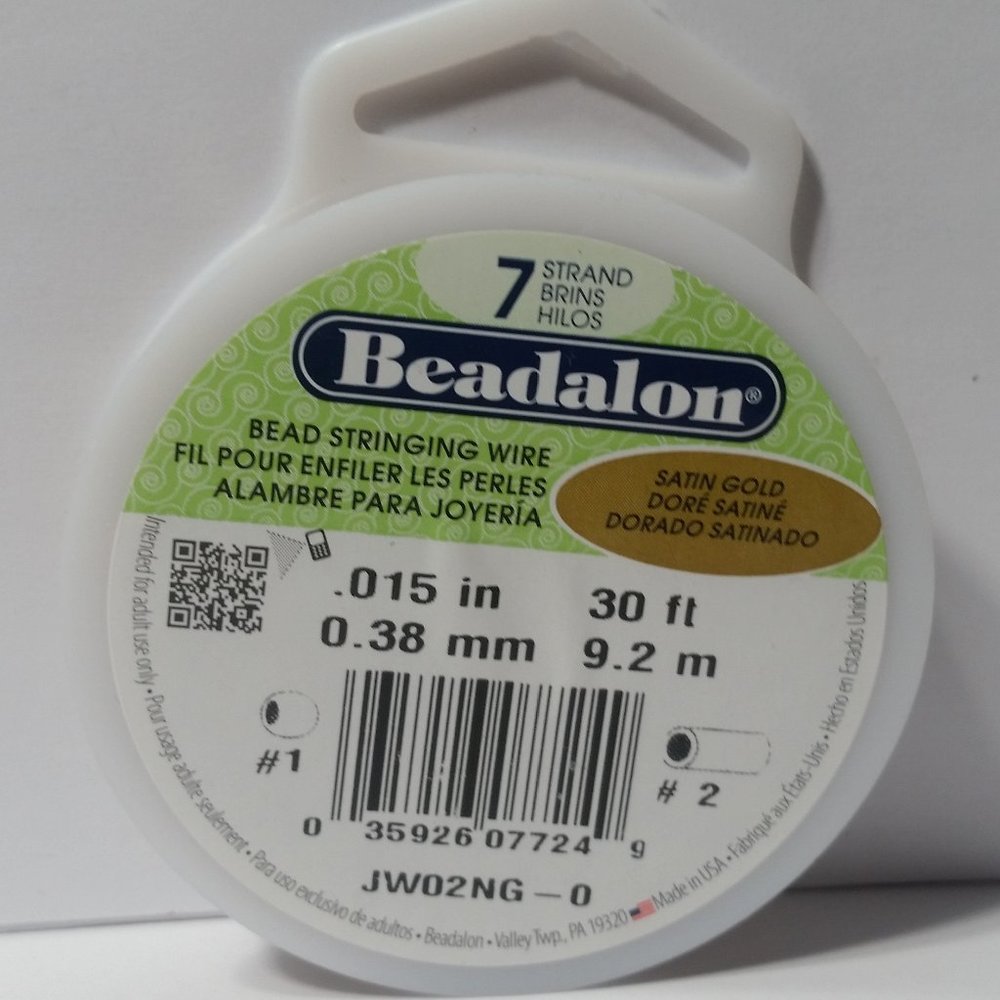 Bead Stringing Wire Satin Gold 30 Feet 0.38mm